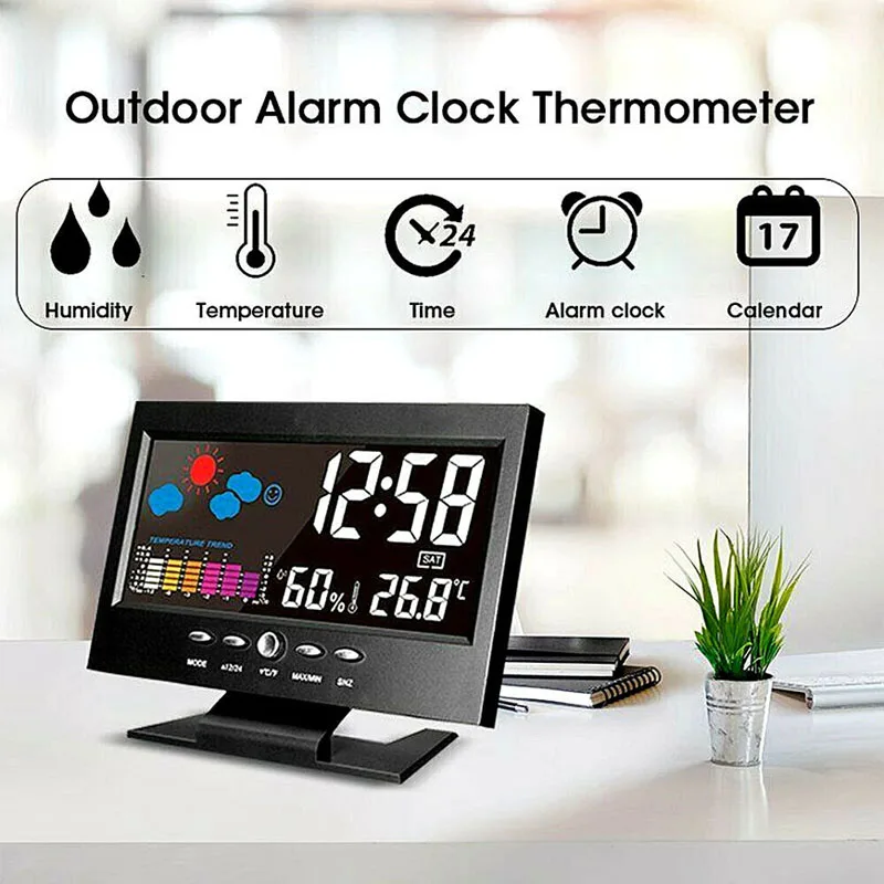 LED Digital Alarm Clock Snooze Weather Thermometer LCD Display Screen Electronic Alarm Clock Table Clock for Bedroom Decor
LED Digital Alarm Clock Snooze Weather Thermometer LCD Display Screen Electronic Alarm Clock Table Clock for Bedroom Decor