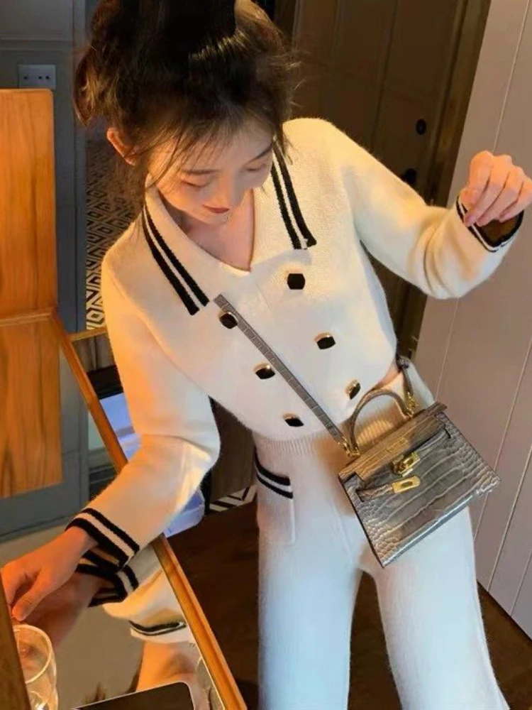 Autumn Two Piece Sets Womens Outfits Korean Pants Tracksuit Peter Pan Collar Sweet Tops High Waist Straight Wide Leg Pants Suit
Autumn Two Piece Sets Womens Outfits Korean Pants Tracksuit Peter Pan Collar Sweet Tops High Waist Straight Wide Leg Pants Suit