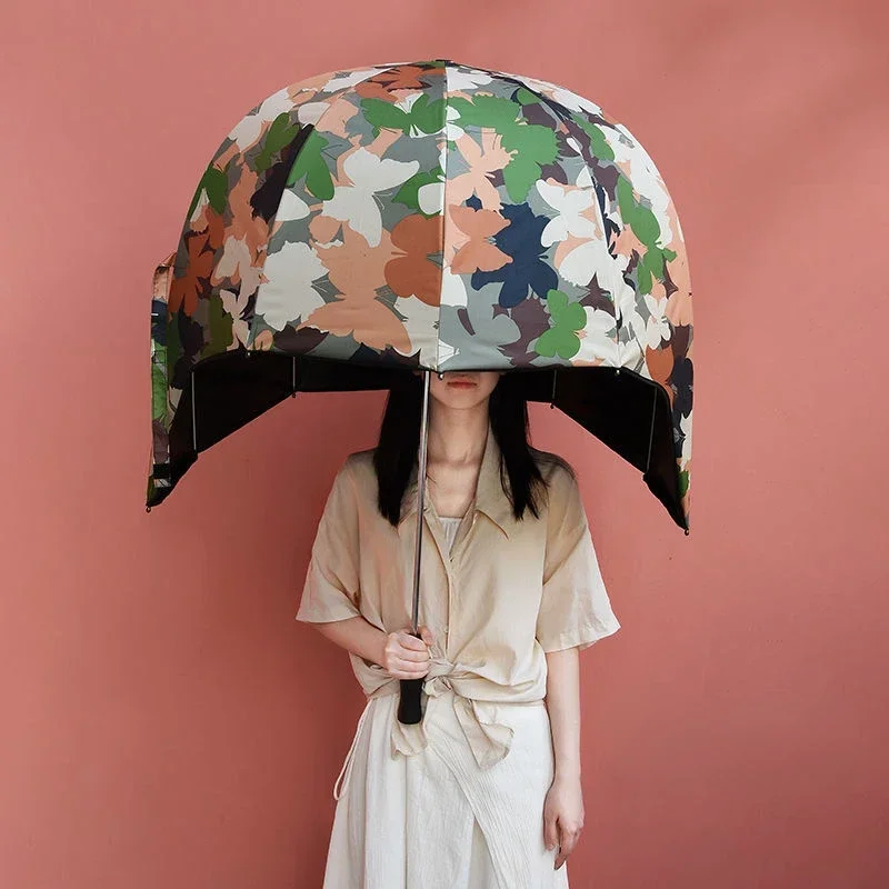 

Helmet hat umbrella cover female adult oversized sunscreen anti-ultraviolet sunshade long handle umbrella decorative umbrella