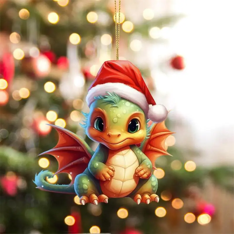 

Рождественское акриловое украшение в виде дракона и яйца для детей, рождественские подвесные украшения, веселый кулон