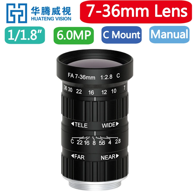 HD 5MP Zoom 7-36 мм C-Mount промышленный объектив без искажений профессиональный