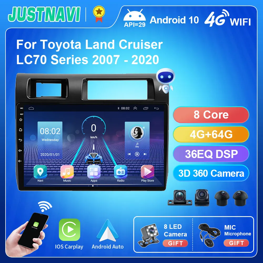 Автомагнитола JUSTNAVI 4G 64G для Toyota Land Cruiser серии LC70 2007 - 2020 BT, видеоплеер, навигатор для Carplay, GPS, 2 Din, DVD IPS
Автомагнитола JUSTNAVI 4G 64G для Toyota Land Cruiser серии LC70 2007 - 2020 BT, видеоплеер, навигатор для Carplay, GPS, 2 Din, DVD IPS