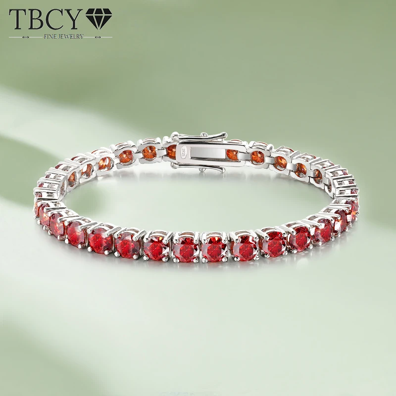 

TBCYD 100% Real Red Moissanite Tennis Bracelet For Women Men GRA Certified Original S925 Silver Lab Diamond Bangles Hand Chain