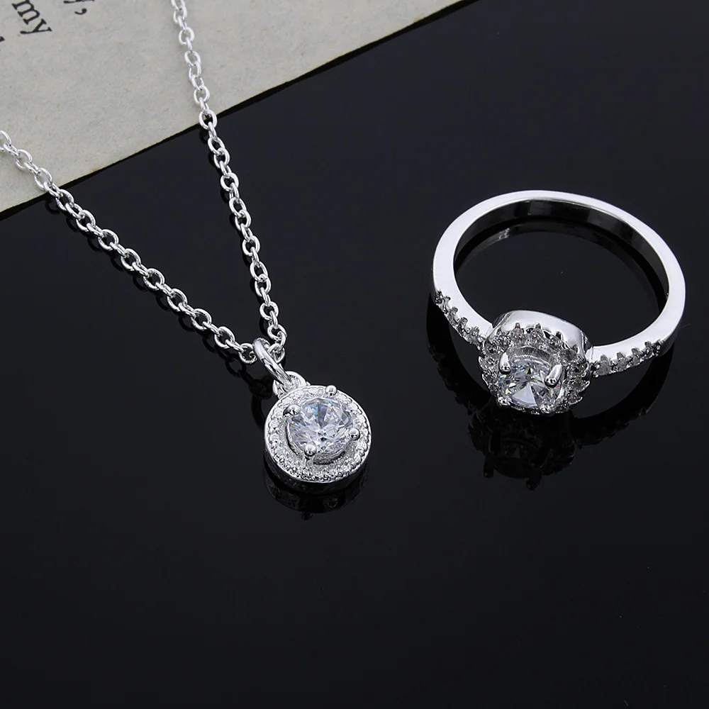 silver color necklace ring solid cute Lover jewelry fashion noble for women classic shiny crystal CZ set
silver color necklace ring solid cute Lover jewelry fashion noble for women classic shiny crystal CZ set