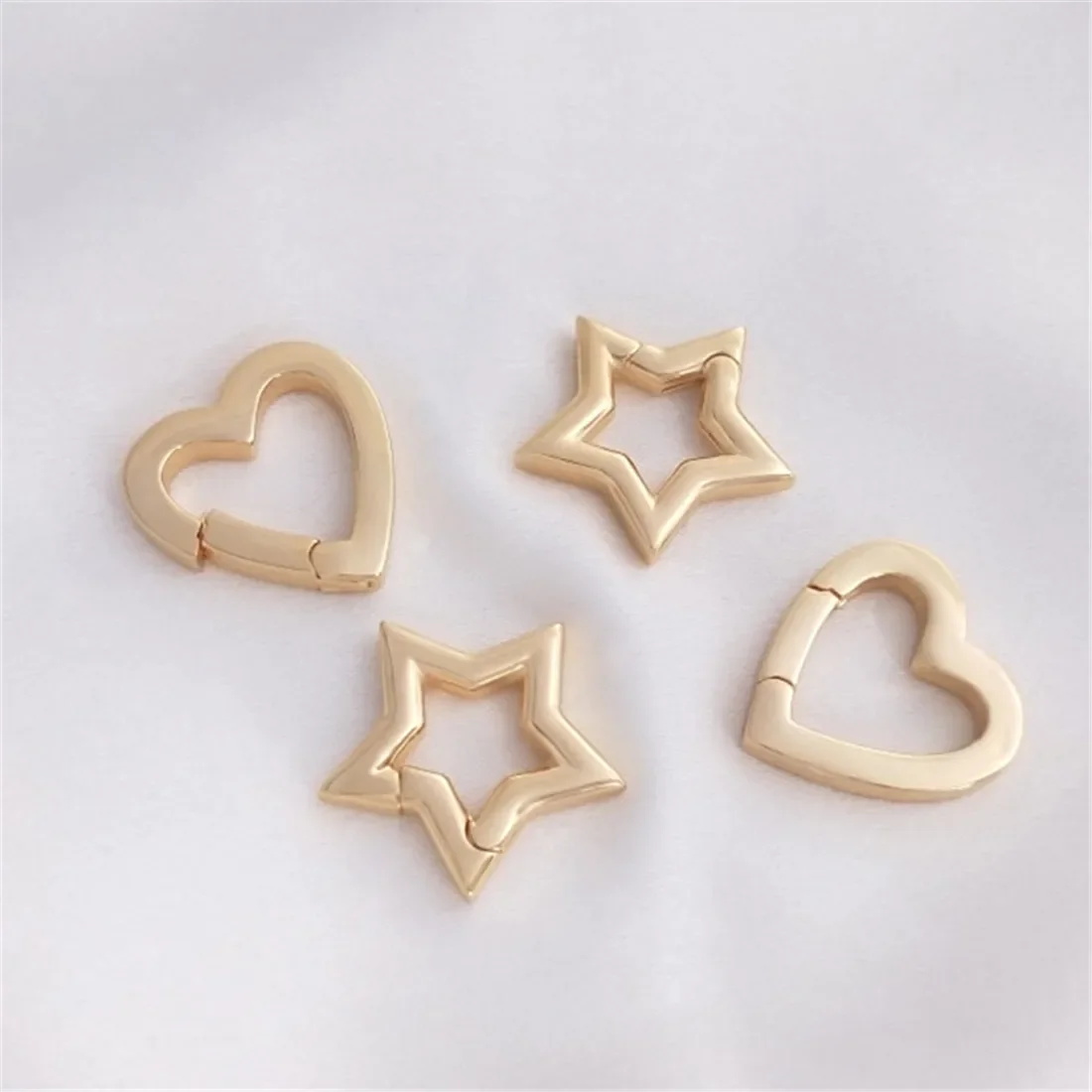 

Universal Buckle 14K Gold Peach Heart Shaped Five Pointed Star Spring Buckle Pendant DIY Necklace Connecting Accessories B956