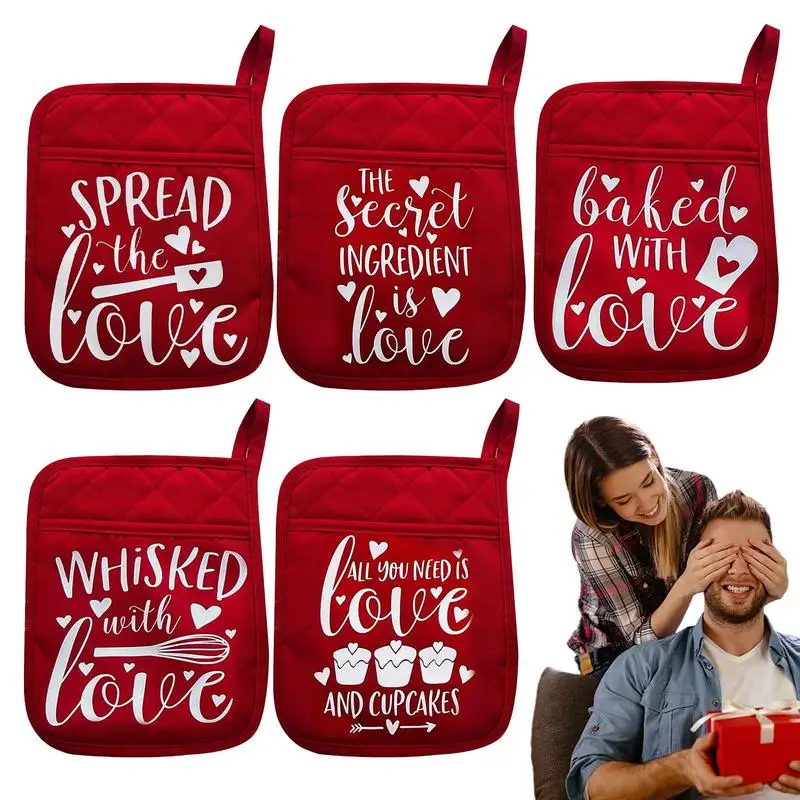 Valentines Day Pot Holders | 5 Pcs Spread the Love Pot Holder | Valentine Pot Holders with Pocket CuteHot Pads Mitts for Kitchen
Valentines Day Pot Holders | 5 Pcs Spread the Love Pot Holder | Valentine Pot Holders with Pocket CuteHot Pads Mitts for Kitchen