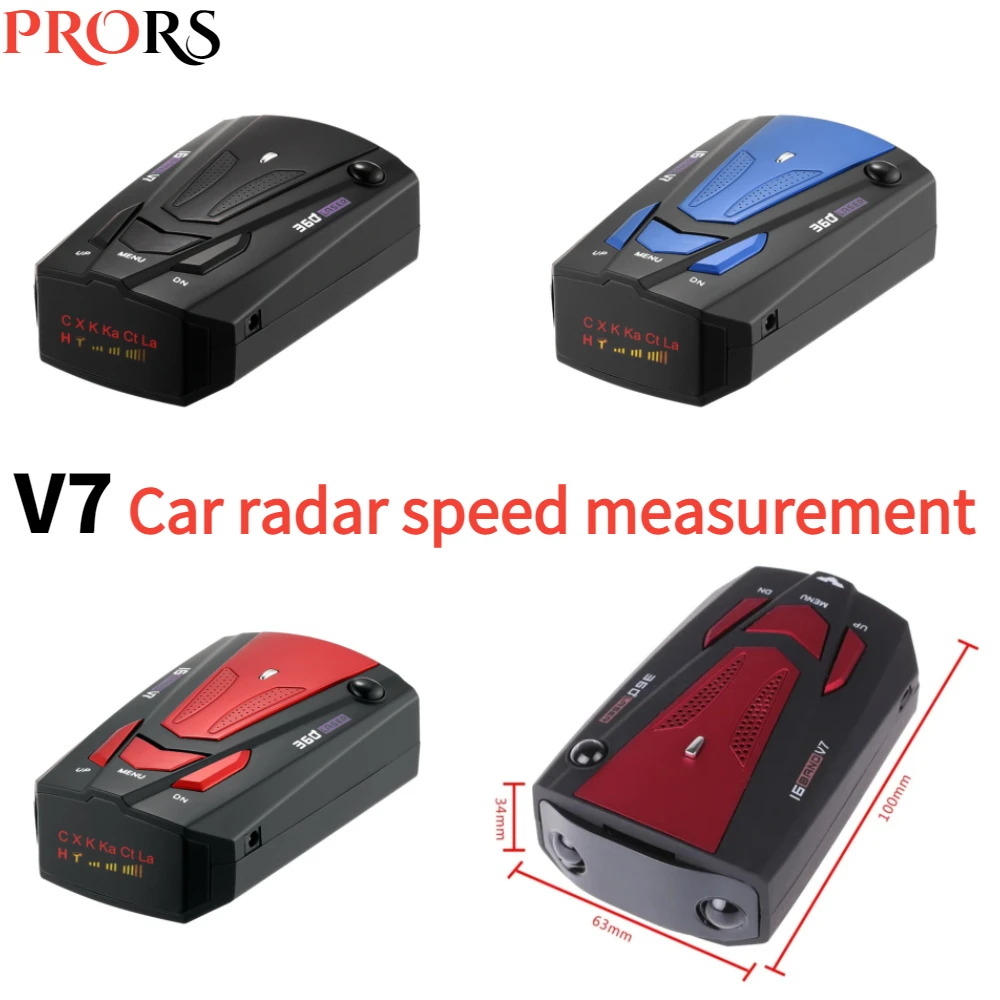 

NEW Car Radar Detector English Russian Auto 360 Degree Vehicle V7 Speed Voice Alert Alarm Warning 16 Band LED Display Anti Radar