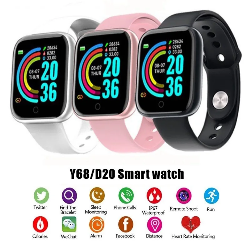 

Y68 pro D20 Smart Watch Bluetooth Fitness Tracker Sports Watch Heart Rate Monitor Blood Pressure Smart Bracelet for Android IOS