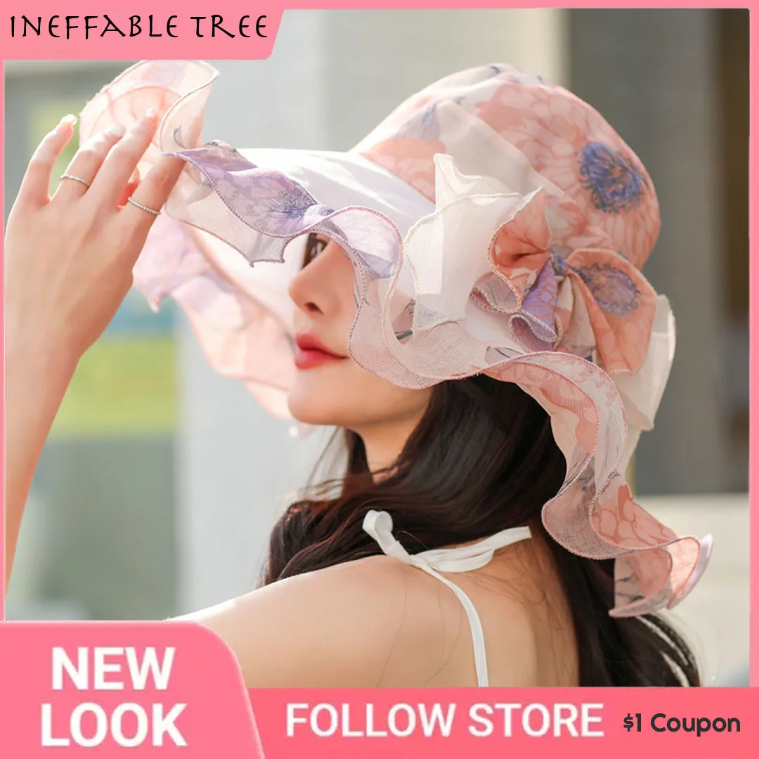 Summer Hats Fashion Flower Print Bow Design Elegant Sun Hat For Women Wide Brim Travel Beach Hat Sunshade And UV Protection Caps
Summer Hats Fashion Flower Print Bow Design Elegant Sun Hat For Women Wide Brim Travel Beach Hat Sunshade And UV Protection Caps