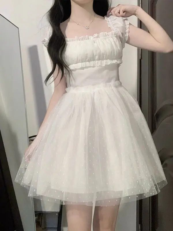 NIGGEEY Short Dress Celebrity Sweet Fairy Dress Waisted Short-sleeved Fluffy Thin Princess Skirt Small White Dress Summer
NIGGEEY Short Dress Celebrity Sweet Fairy Dress Waisted Short-sleeved Fluffy Thin Princess Skirt Small White Dress Summer