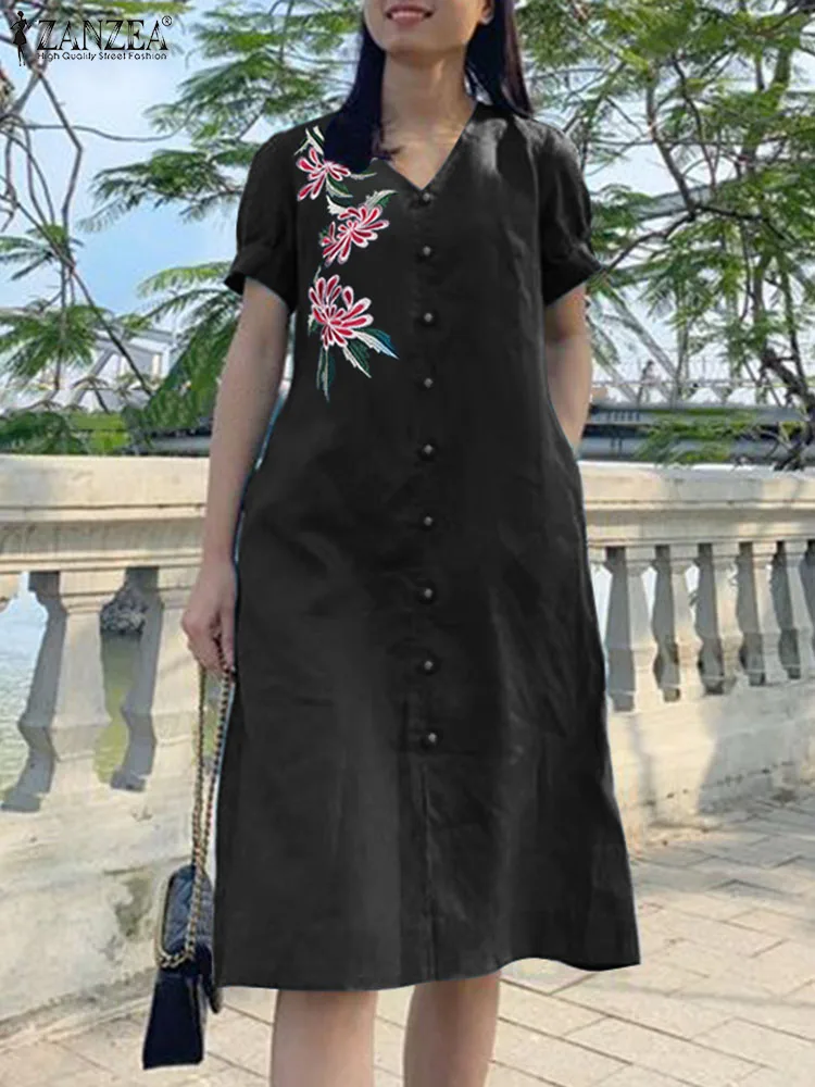 ZANZEA Summer Woman Fashion Floral Embroidery Dress Female Elegant Party Sundress Short Sleeve V-Neck Vestidos 2024 Oversized
ZANZEA Summer Woman Fashion Floral Embroidery Dress Female Elegant Party Sundress Short Sleeve V-Neck Vestidos 2024 Oversized