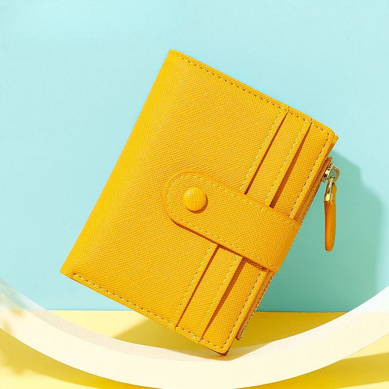 

Small Orange Mustard Yellow Wallet for Women Bifold Wallets Zipper Leather Coin Purse Credit Card Holder Wallets Personalised