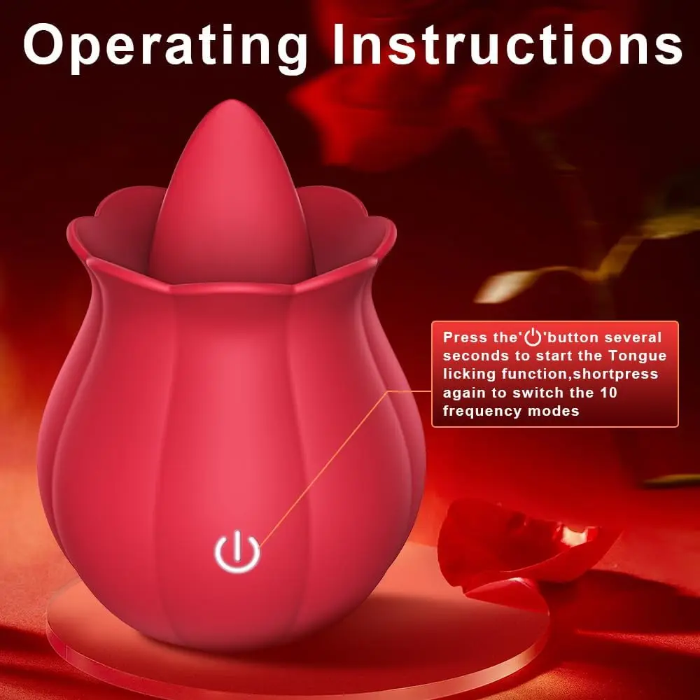 Rose-Vibromasseur Sex Toys pour femmes, 10 continents de léchage de langue, ventouse de clitoris anal et de point G, machine 7. 0 18, jouets pour adultes 5