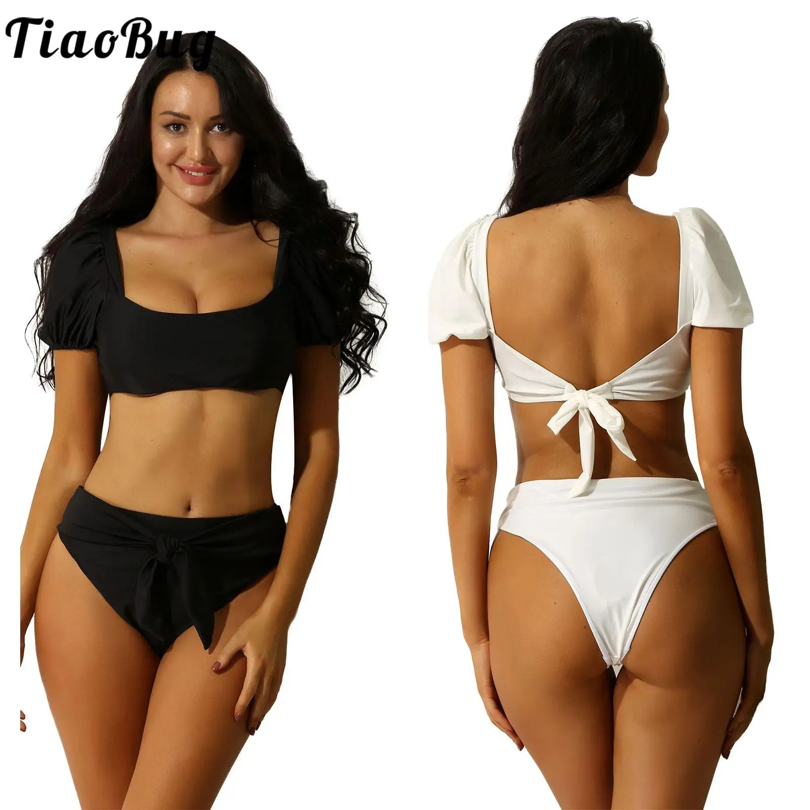 Two-piece Swimsuit Set Swimwear Woman 2024 Low Waist Sexy Open Back Puff Sleeves
Two-piece Swimsuit Set Swimwear Woman 2024 Low Waist Sexy Open Back Puff Sleeves