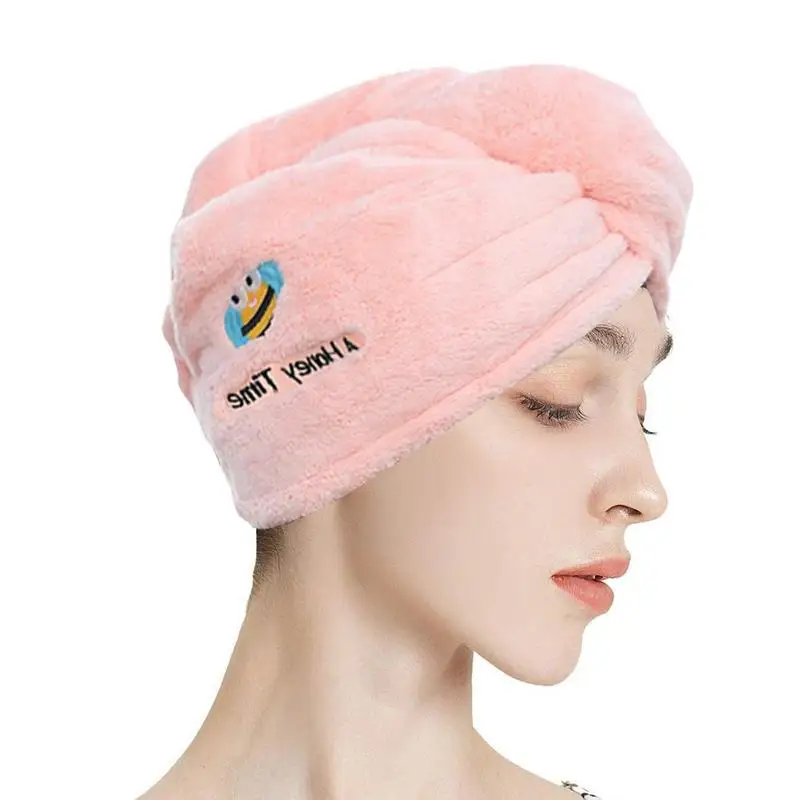 

Coral Microfiber Hair Towel Ultra Absorbent Quick Dry Hair Towels Cute Cartoon Coral Fleece Thickening Fast Drying Hair Turban