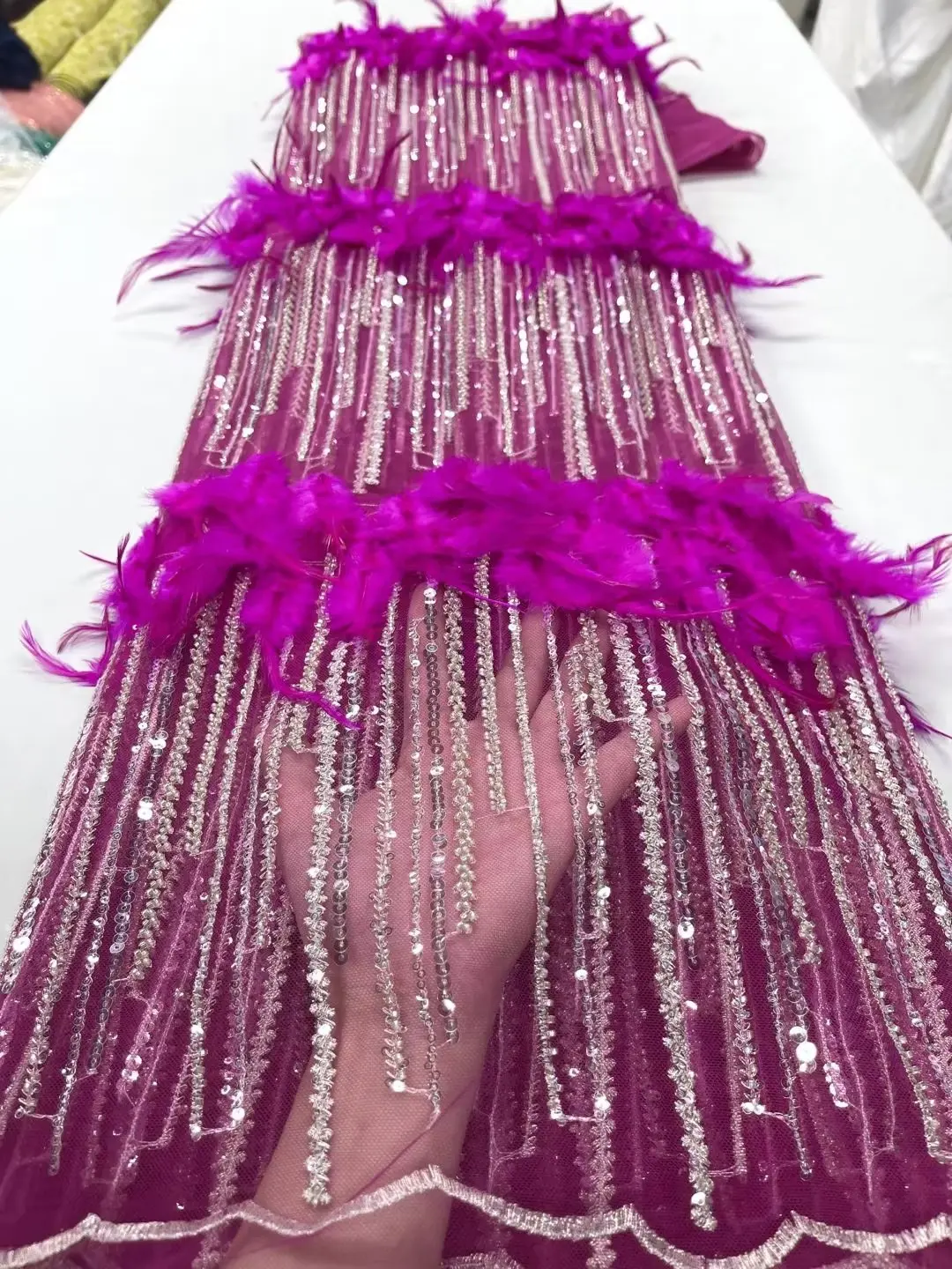 2023Luxury Latest Elegant Cassic High-End Quality Soft Feathers Embroidery Fabric With Stones For Party Evening Dress NN6591_E
2023Luxury Latest Elegant Cassic High-End Quality Soft Feathers Embroidery Fabric With Stones For Party Evening Dress NN6591_E