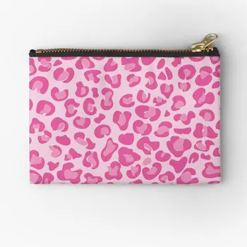 핑크 레오파드 무늬 지퍼 파우치 동전 작은 남자 팬티, 키 속옷, 화장품 가방 포켓, 순수 양말, 돈 지갑