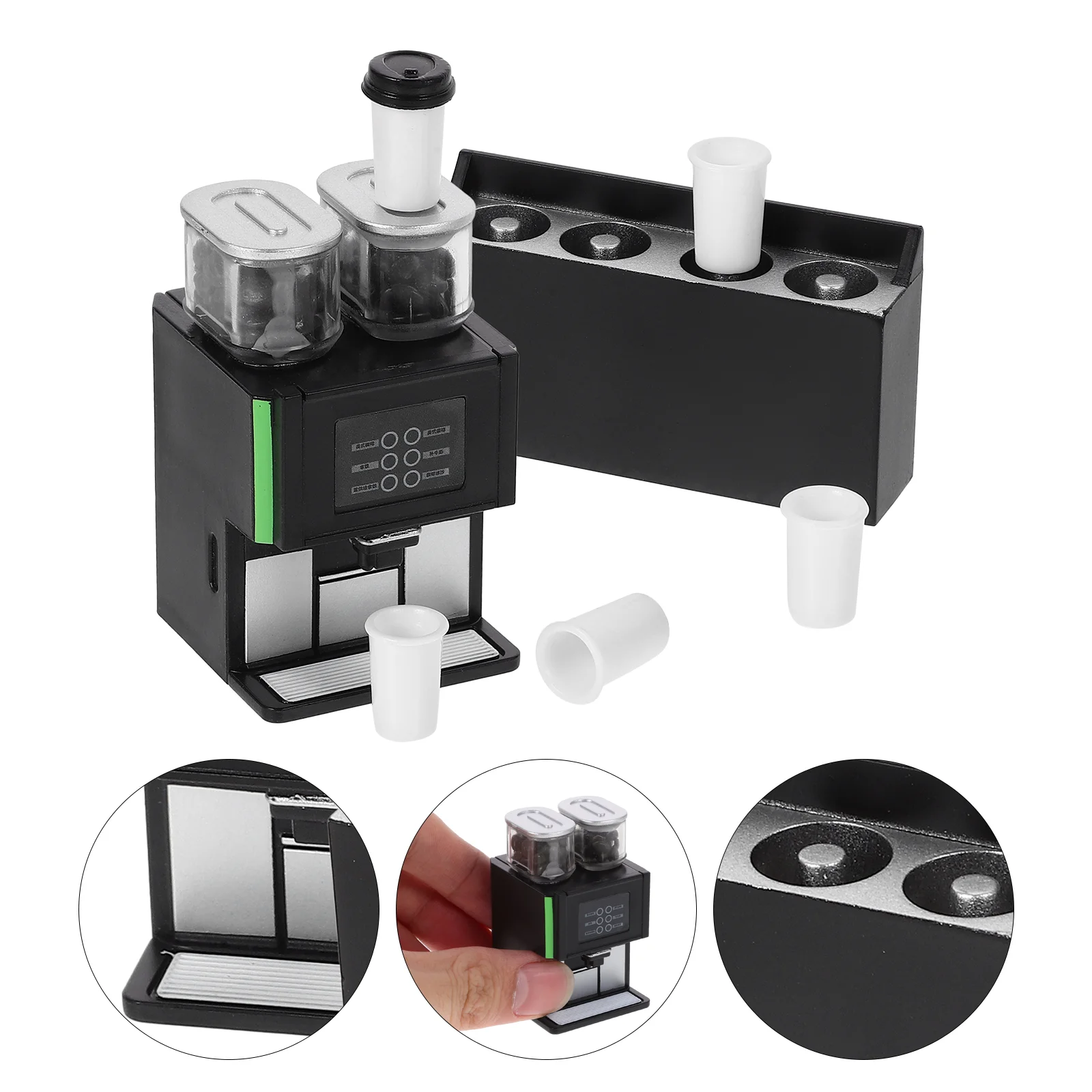 

Miniature Coffee Maker Cups Set Plastic Dollhouse Espresso Machine Coffee Cups Toys Playset Kids Pretend Play Accessories