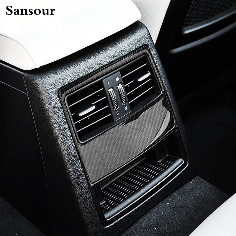 

Car-styling carbon fiber Rear air conditioning vent decorative frame air outlet trim strip stickers for BMW 3 Series E90 E91 E92