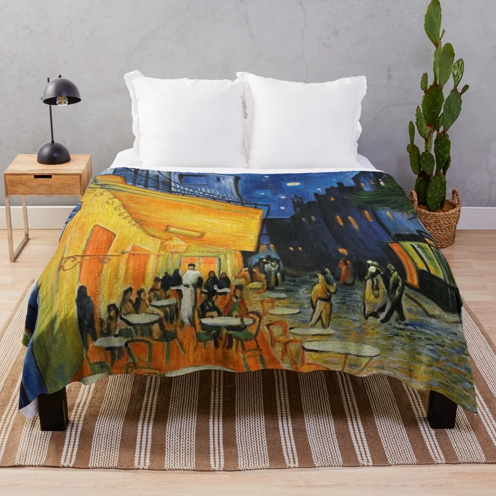 

Одеяло для кафе, террасы в ночное время-Винсент Ван Гог, одеяла в стиле ретро, теплое одеяло