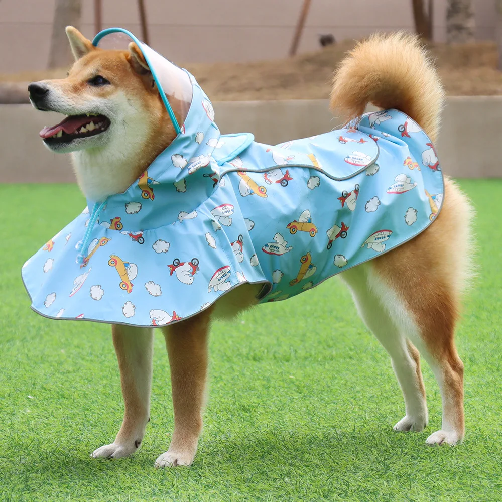 

PU Waterproof Dog Raincoat Reflective Cute Pet Dog Clothes For Small Large Dogs Raincape Bulldog Rain Coat Puppy Pet Outfit