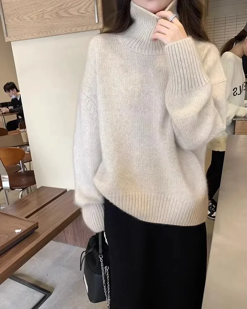 Heavy European American Turtleneck Cashmere Sweater Women's 100% Pure Cashmere Sweater Thickened Loose Knit Bottom Shirt
Heavy European American Turtleneck Cashmere Sweater Women's 100% Pure Cashmere Sweater Thickened Loose Knit Bottom Shirt