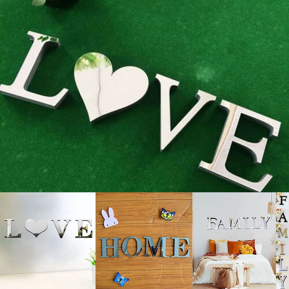 Love Home 3d Mirror Letters Wall Stickers Home Decor Tiles Wall Sticker Self-Adhesive Silvery Love English Wedding Decoration
Love Home 3d Mirror Letters Wall Stickers Home Decor Tiles Wall Sticker Self-Adhesive Silvery Love English Wedding Decoration