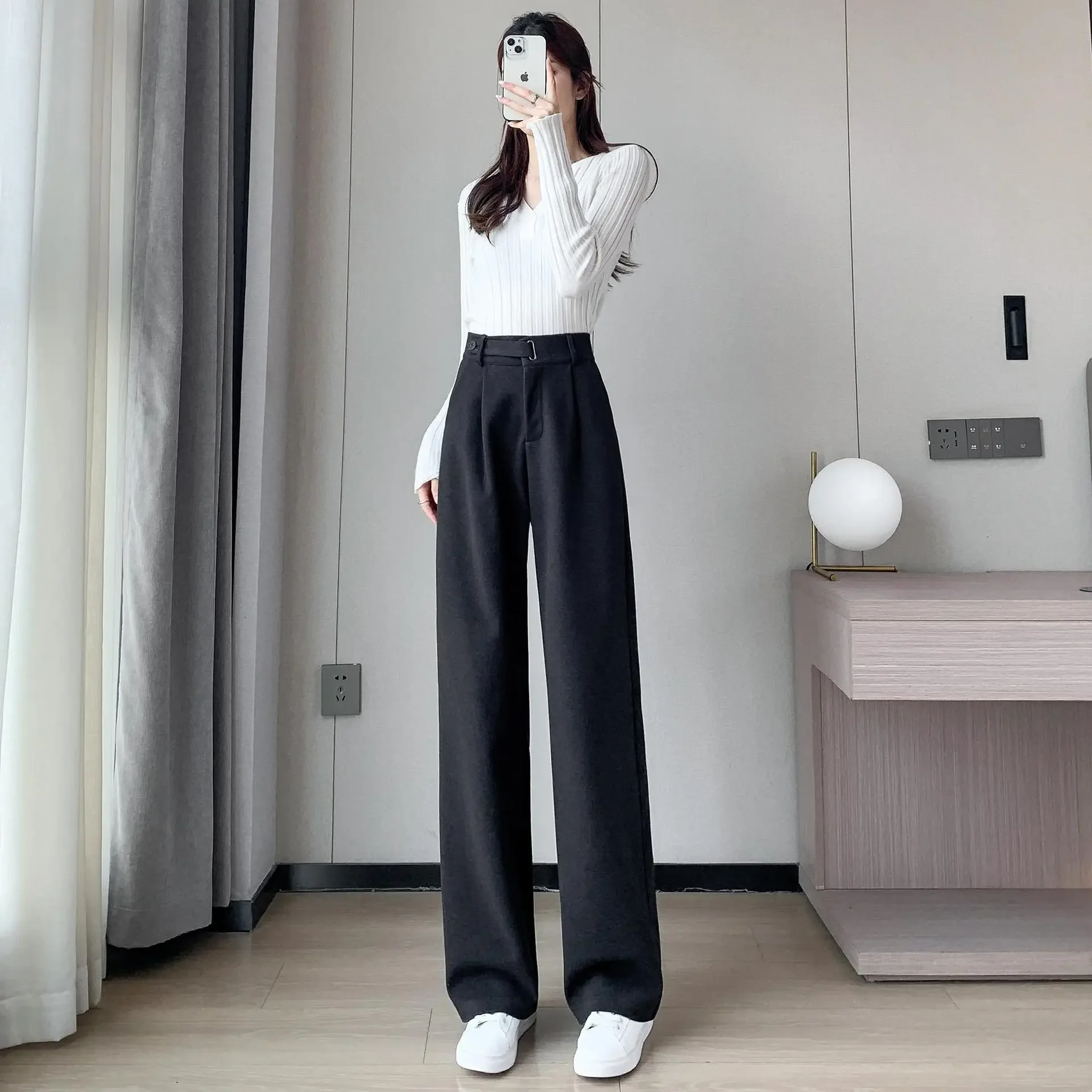 High Waist Woolen Suit Pants Women's Autumn and Winter New Straight Loose Small Wide Leg Pants
High Waist Woolen Suit Pants Women's Autumn and Winter New Straight Loose Small Wide Leg Pants