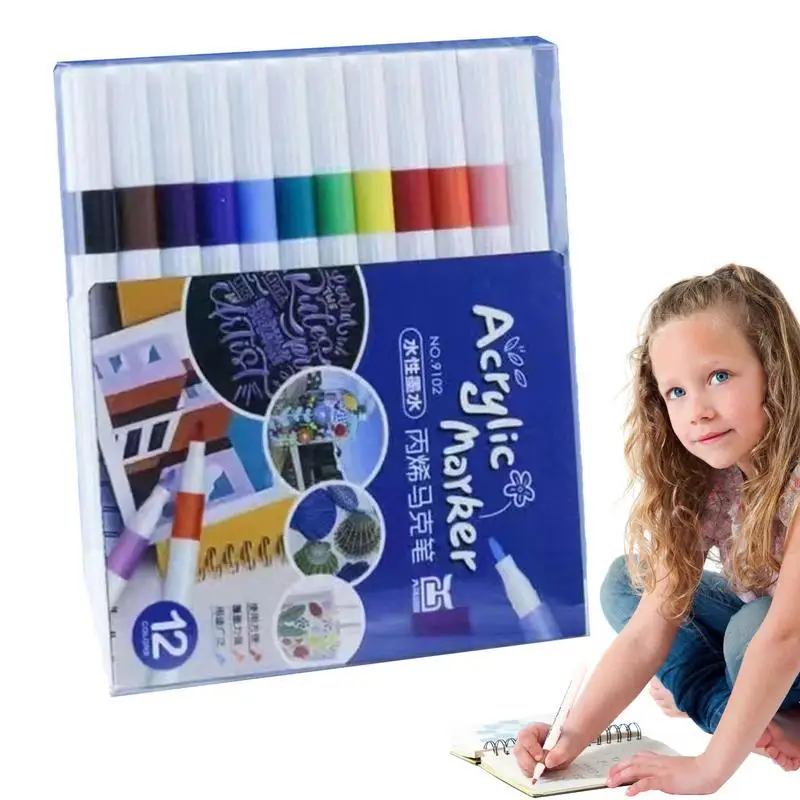 

Acrylic Paint Pens Fast Drying Doodle Coloring Paint Pens Long Lasting Acrylic Color Pens For Rock Canvas Glass Porcelain Craft