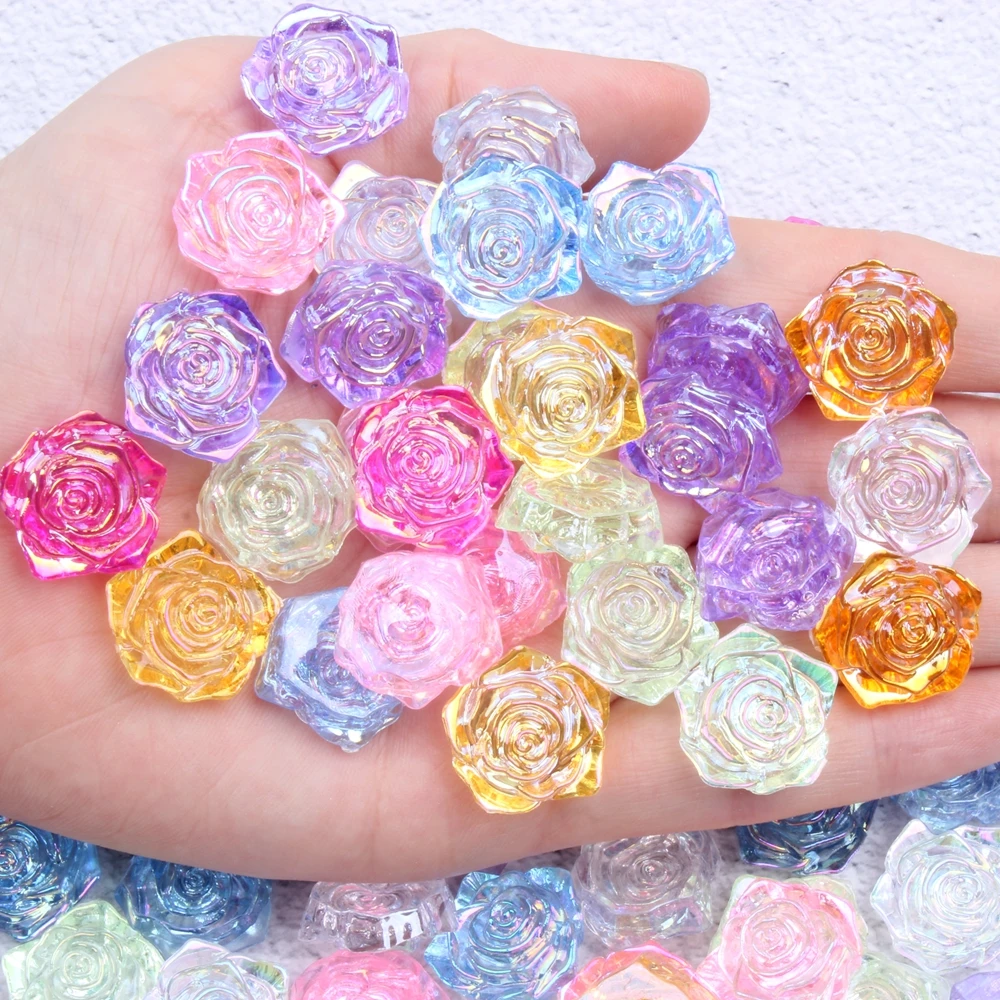 

Rose Flower 18mm 200pcs Many AB Color To Choose Half Imitation Pearls Flatback ABS Resin Material Great Clothes Shoes Scrapbooks