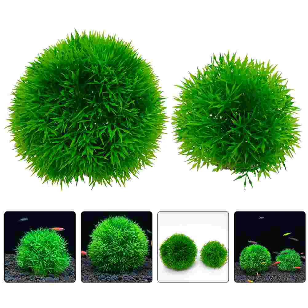 

2 Pcs Artificial Grass Ball Crafts Aquarium Fake Plants Fish Tank Decorations Decorative Aquatic Betta Simulated Water Plastic