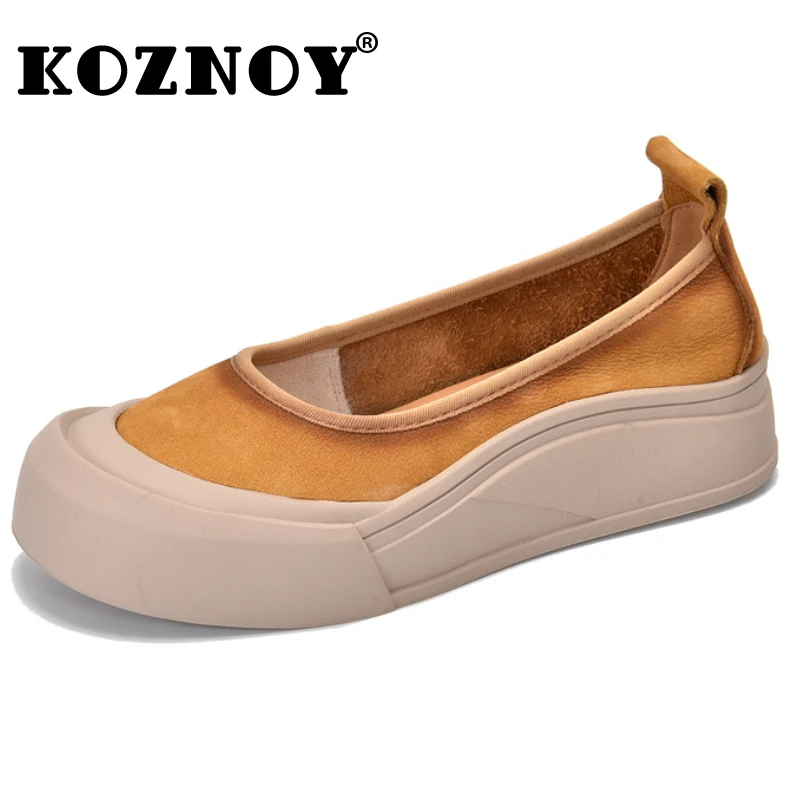 

Koznoy 4cm Women Shoes Flats Artistic Cutout Cow Suede Genuine Leather Summer Spring Luxury Oxfords Soft Comfy Fashion Round Toe