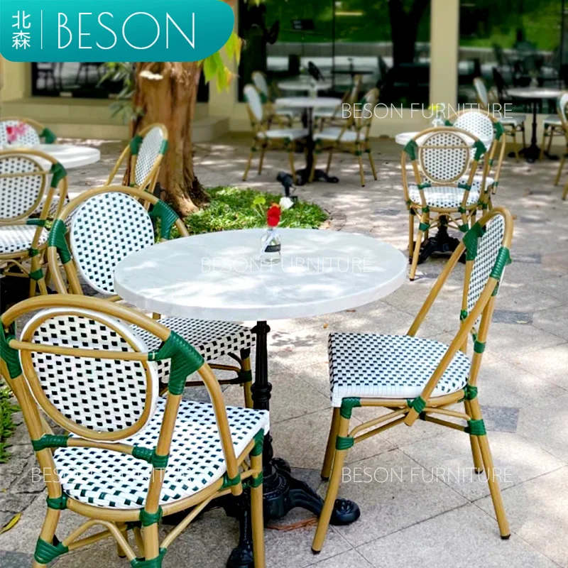 

Customized dining bar tables, dessert shops, gardens, afternoon tea, dining chairs, French retro outdoor rattan chairs