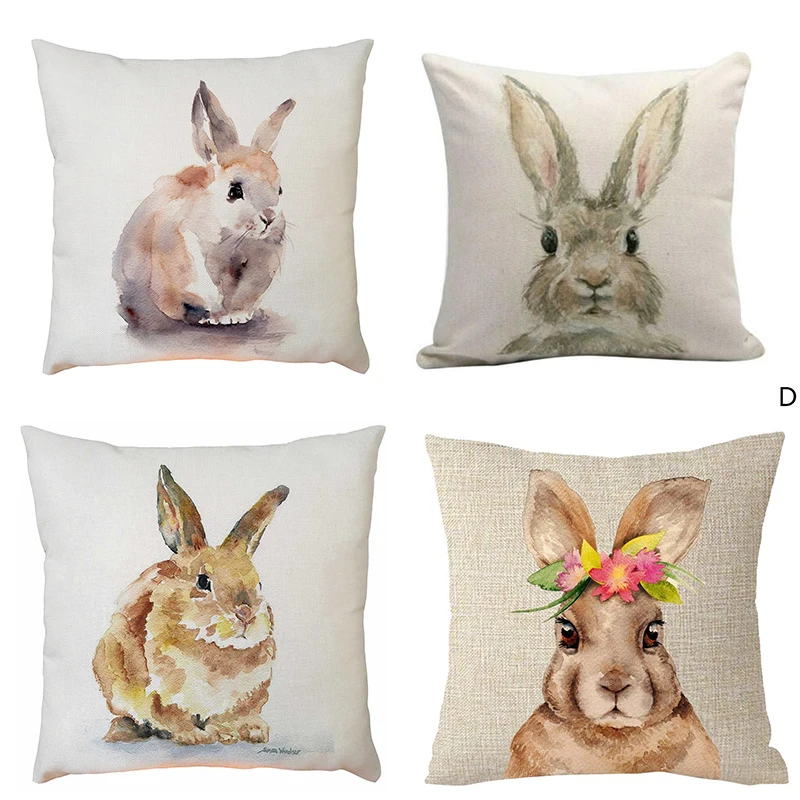 

Симпатичный кролик, хлопковая льняная наволочка, Красочный Кролик, наволочки для подушек, интерьер для домашнего декора, наволочка для дивана, кровати