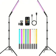 Rgb Led Video Light Wand Stick with Tripod Photography Studio Lighting Kit with Adjustable Light Stand Remote Control Video Rgb Led Video Light Wand Stick with Tripod Photography Studio Lighting Kit with Adjustable Light Stand Remote Control Video