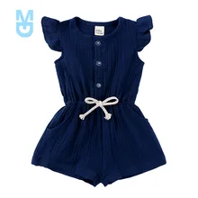 

New Summer Baby Girls Romper Cotton Linen Ruffles Infant Romper Fashion Baby Clothing