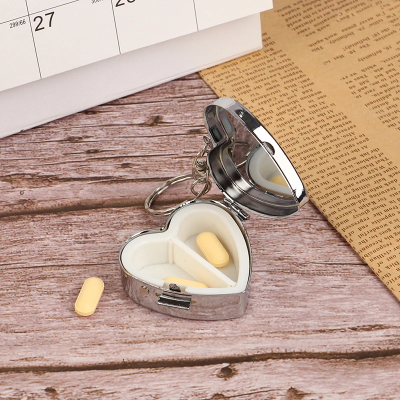 

1 шт. маленькая коробка для таблеток в форме сердца, портативный металлический органайзер для лекарств, контейнер для лекарств, коробка для конфет, держатель для хранения