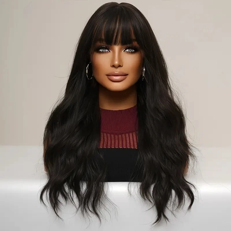Long Curly Wavy Wig With Bangs Synthetic Wig Beginners Friendly Heat Resistant Elegant Natural Looking For Daily Use Wigs For Wo
Long Curly Wavy Wig With Bangs Synthetic Wig Beginners Friendly Heat Resistant Elegant Natural Looking For Daily Use Wigs For Wo