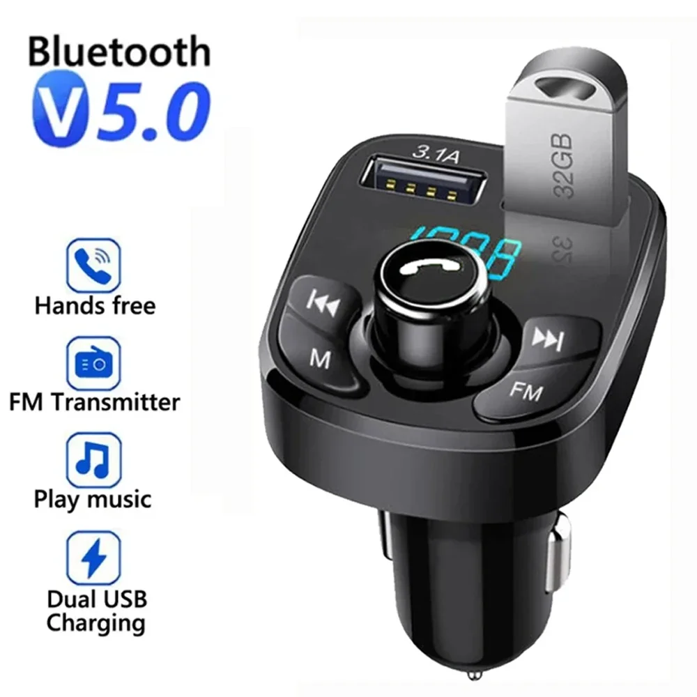 Автомобильное зарядное устройство, FM-передатчик, Bluetooth, аудио, двойной USB, Автомобильный MP3-плеер, Авторадио, зарядное устройство для громкой связи, 3,1 А, быстрое зарядное устройство, автомобильные аксессуары
Автомобильное зарядное устройство, FM-передатчик, Bluetooth, аудио, двойной USB, Автомобильный MP3-плеер, Авторадио, зарядное устройство для громкой связи, 3,1 А, быстрое зарядное устройство, автомобильные аксессуары