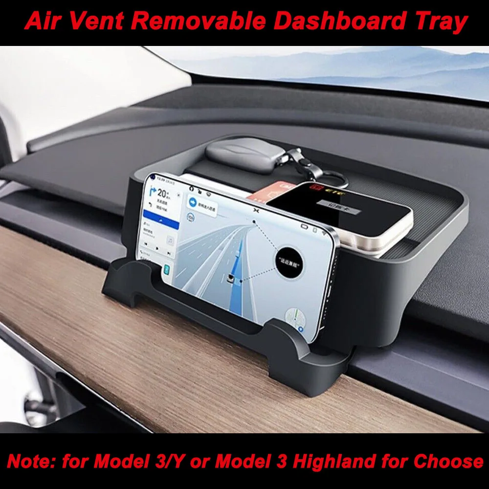 

BrandNew For T-esla Model 3 Y or 3 Highland Dash Instrument Panel Tray Organizer Phone Holder,Air Vent Removable Dashboard Tray