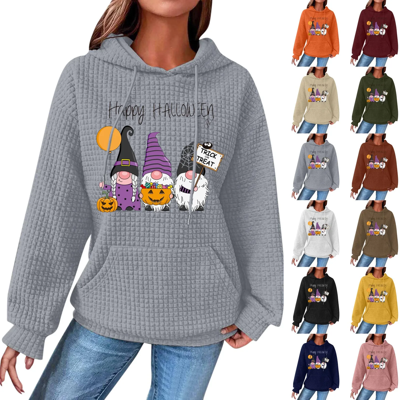 Women'S Fashion Loose Halloween Dwarf Print Hooded Pullover Long Sleeve Panel Plaid Pocket Sweater Knitted Top Ropa De Mujer
Women'S Fashion Loose Halloween Dwarf Print Hooded Pullover Long Sleeve Panel Plaid Pocket Sweater Knitted Top Ropa De Mujer
