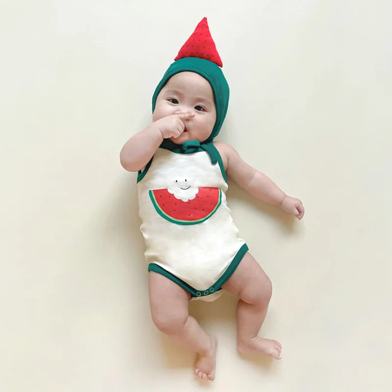 2023 Summer Baby Sling Bodysuit Cute Watermelons Infant Boy Sleeveless Jumpsuit With Hat Set Cotton Newborn Toddler Girl Clothes
2023 Summer Baby Sling Bodysuit Cute Watermelons Infant Boy Sleeveless Jumpsuit With Hat Set Cotton Newborn Toddler Girl Clothes