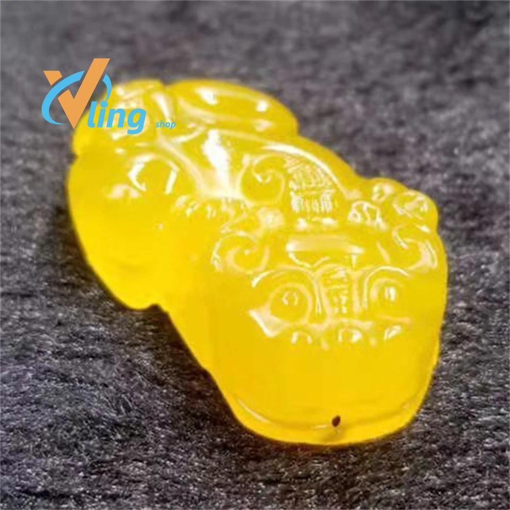

Natural Brazilian chalcedony carve yellow brave troops pendant recruit money necklace jewellery fashion for women men lucky gift