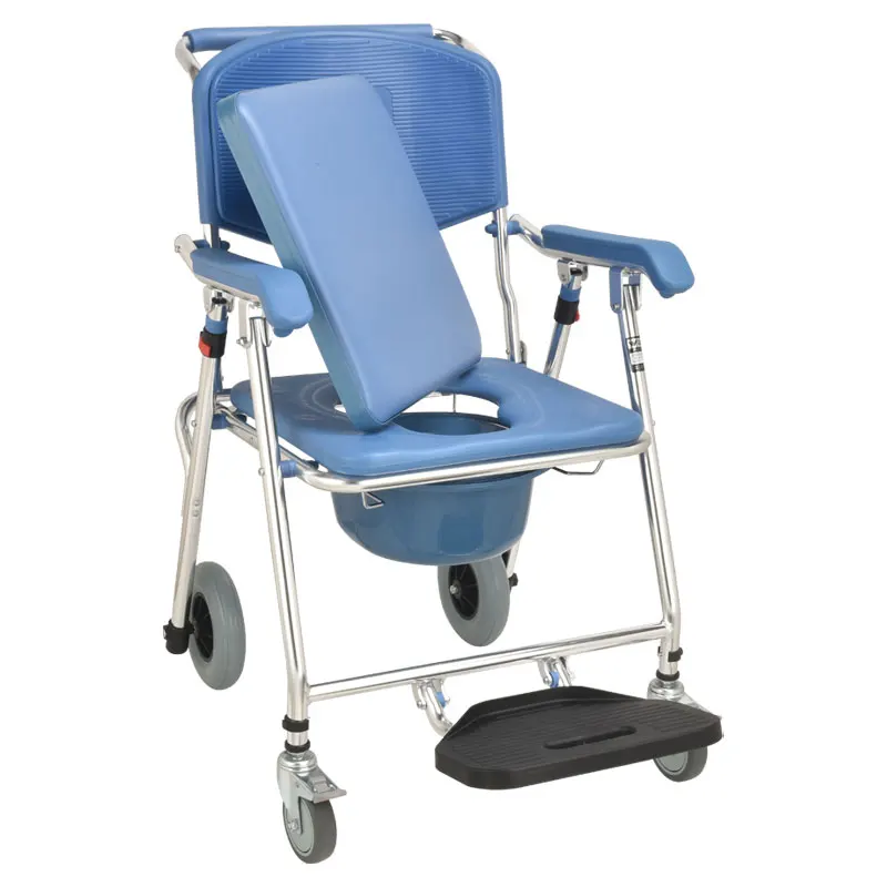 

Commode seat polished foldable commode shower wheel chair for medical use