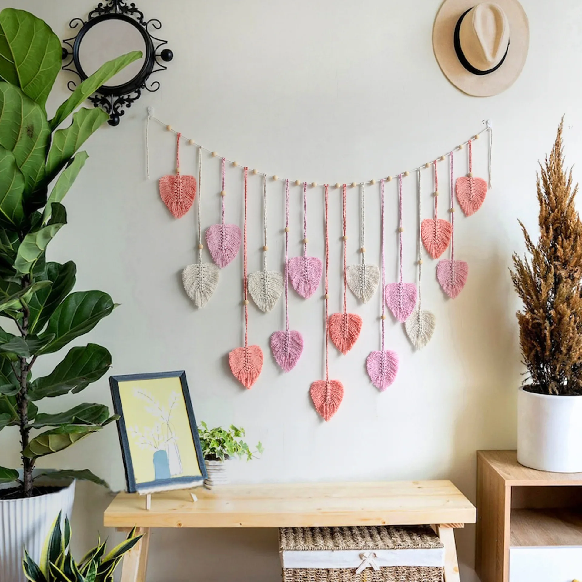 Verdant Leaf Garland - Handwoven Green Macrame Wall Tapestry 3 S6f75435226fa4bfab9d8b8c25e3a71d8I