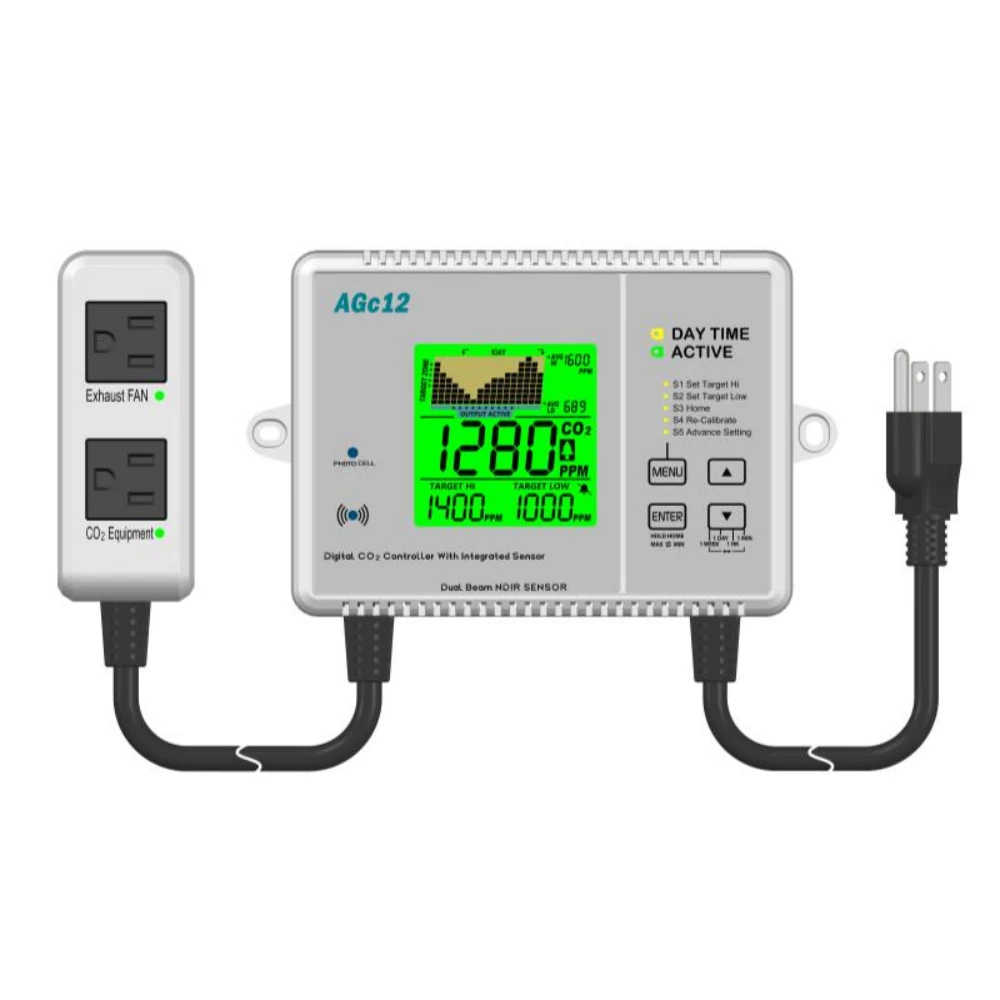 AGc12 CO2 Controller Tracer MIN MAX, Display Hold Home Function, 2 Independent Socket, LCD Display, Auto Detect 
AGc12 CO2 Controller Tracer MIN MAX, Display Hold Home Function, 2 Independent Socket, LCD Display, Auto Detect