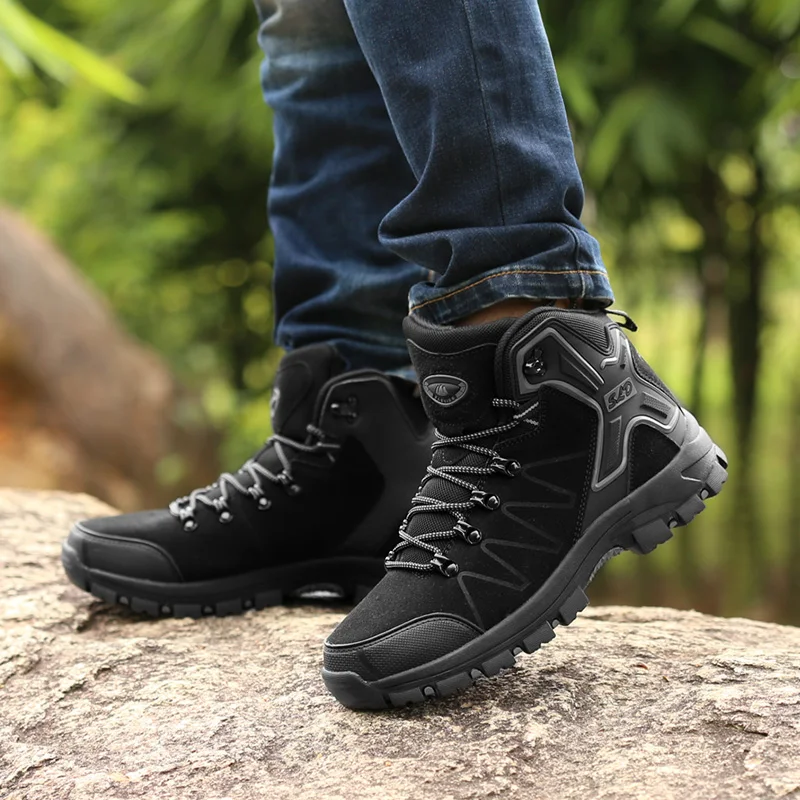 

Мужские модные походные ботинки с высоким верхом, удобные нескользящие повседневные Прочные ботинки со шнуровкой для активного отдыха