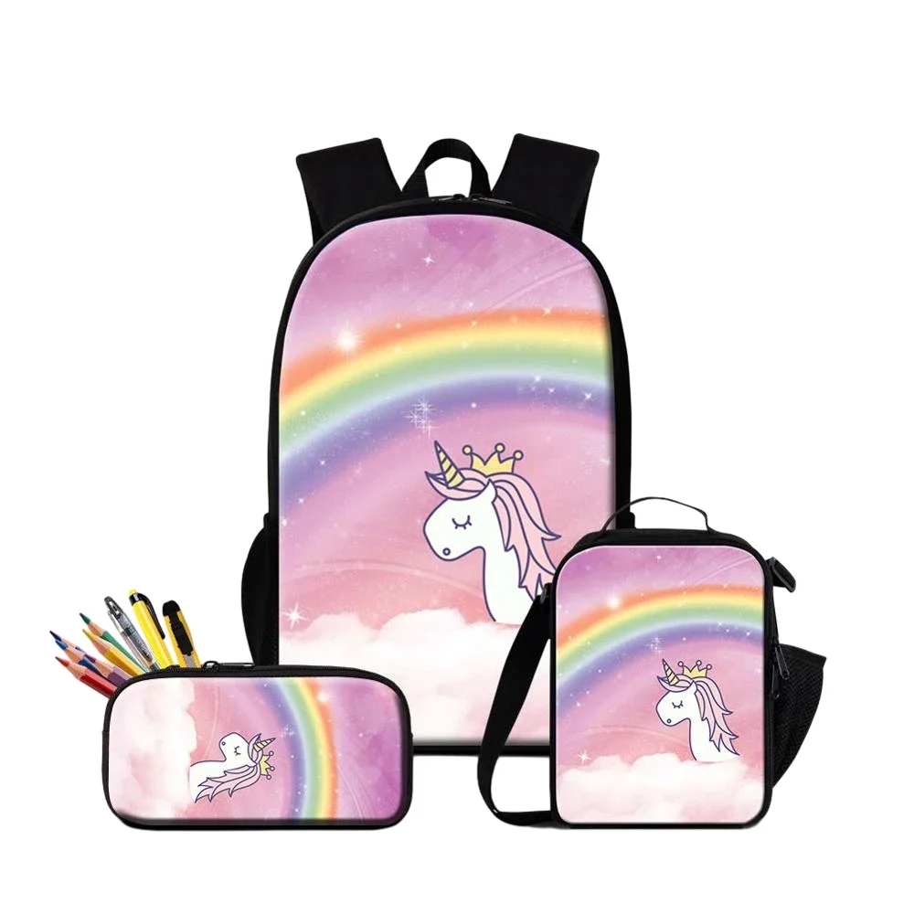 Cartoon Unicorn Rainbow Backpack 3pcs/set Lunch Bag Backpacks Large Capacity School Bags for Teenagers Girls Boys Travel Bags
Cartoon Unicorn Rainbow Backpack 3pcs/set Lunch Bag Backpacks Large Capacity School Bags for Teenagers Girls Boys Travel Bags
