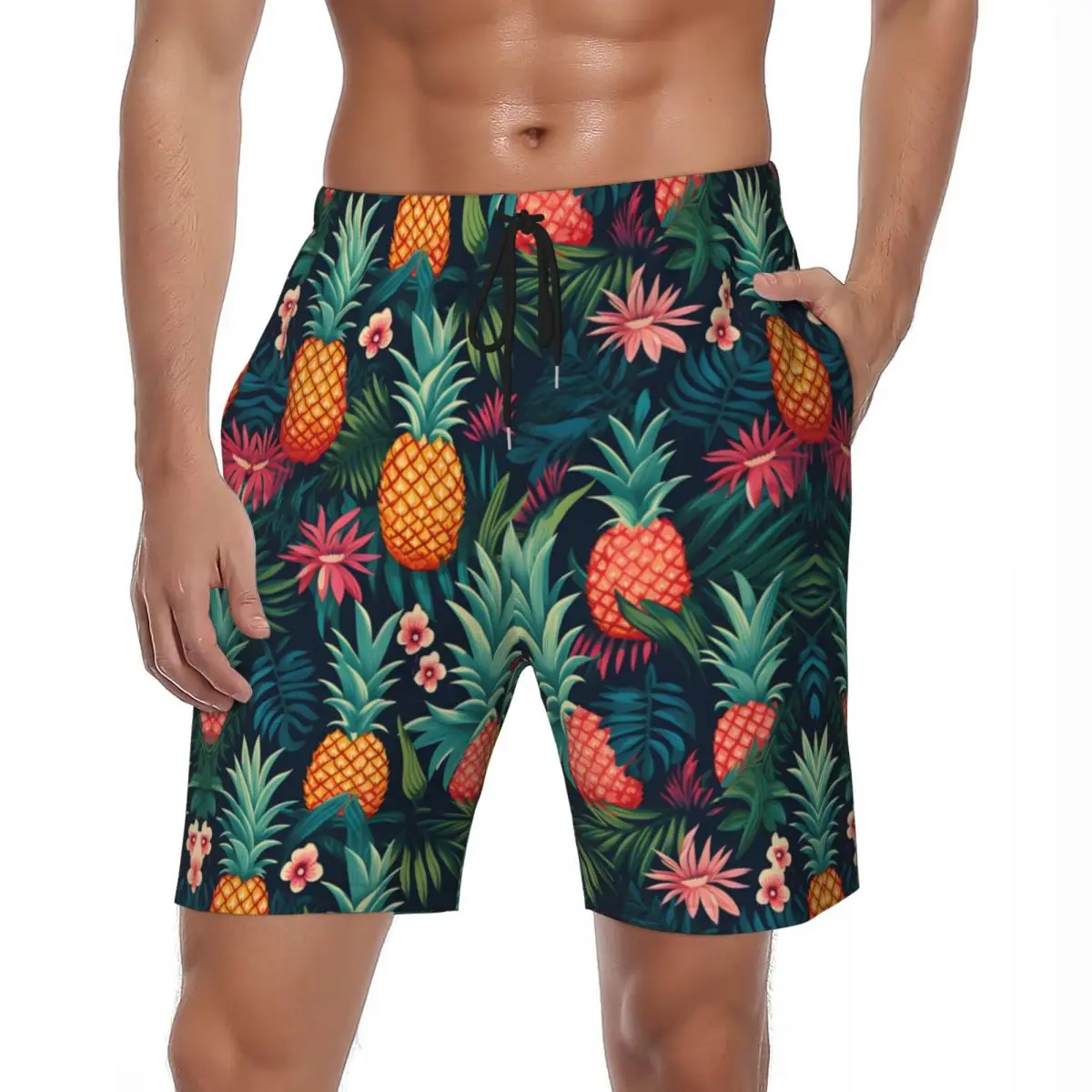 

Swimsuits Tropical Pineapple Array Gym Shorts Summer Hawaii Cool Cute Beach Short Pants Man Sports Surf Comfortable Beach Trunks