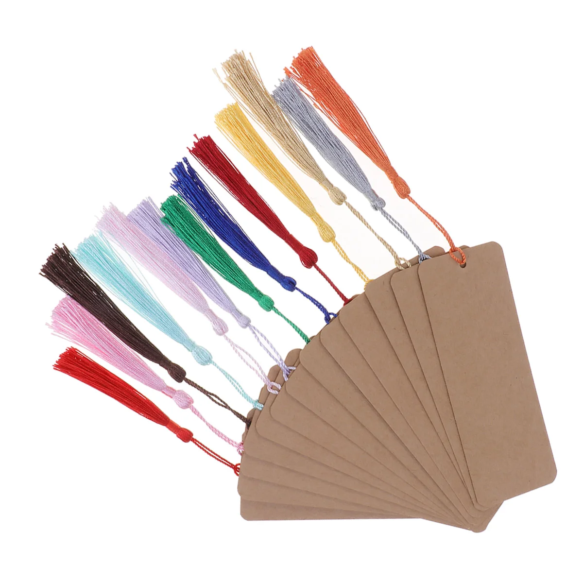 

24pcs Paper Blank Bookmarks with Tassel Cardstock for DIY Projects Gifts Tags School Supply Party Favor (Khaki)